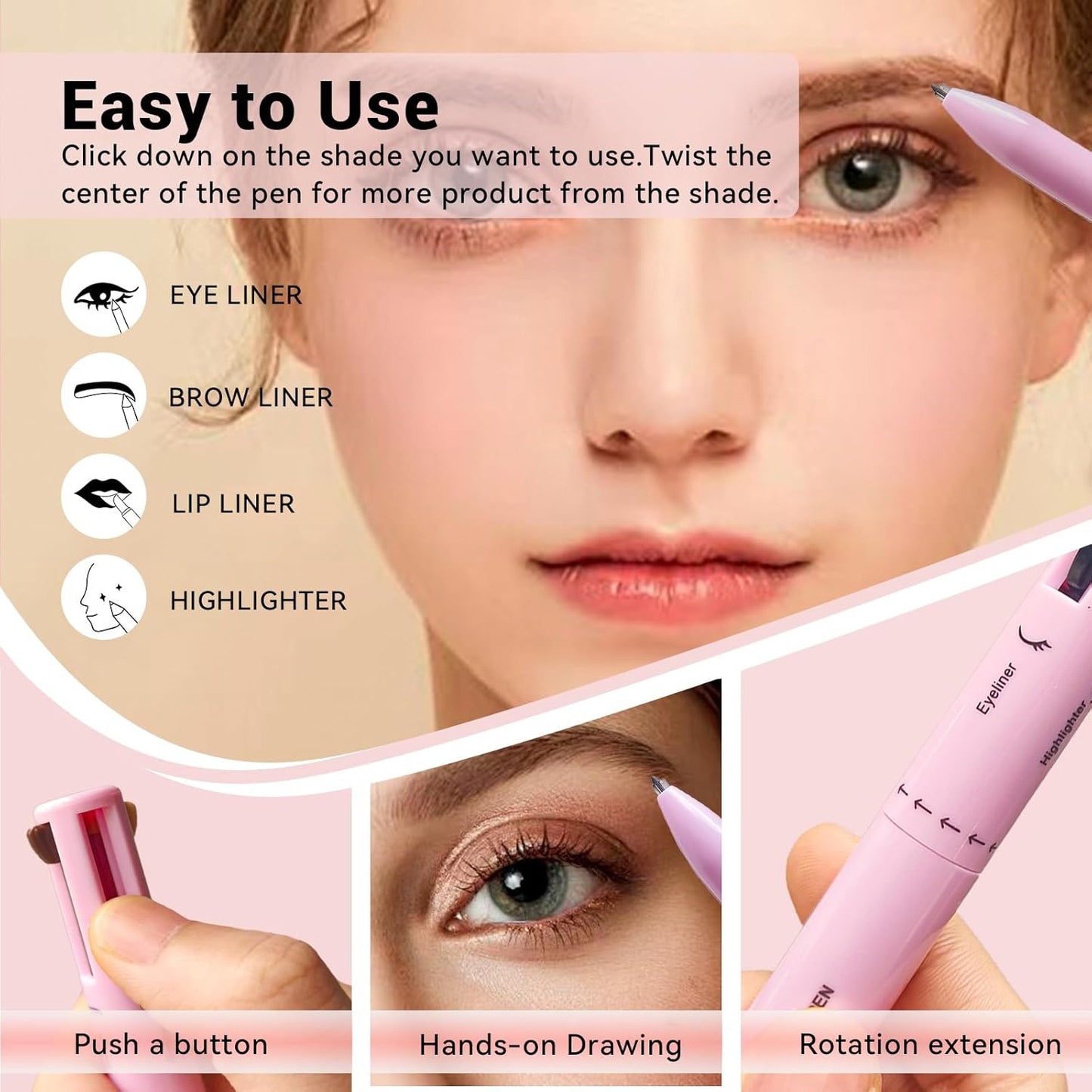 Eyeliner Crayon de maquillage 4 en 1.