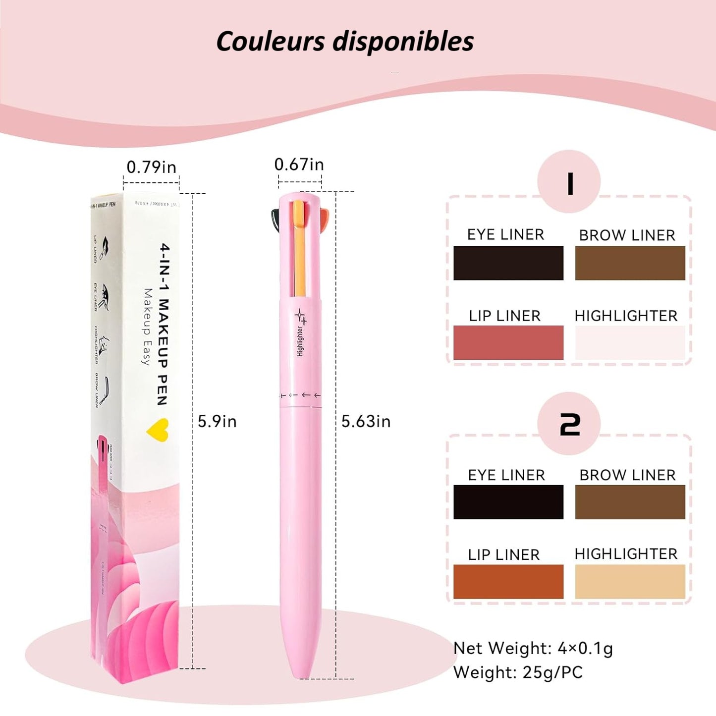 Eyeliner Crayon de maquillage 4 en 1.